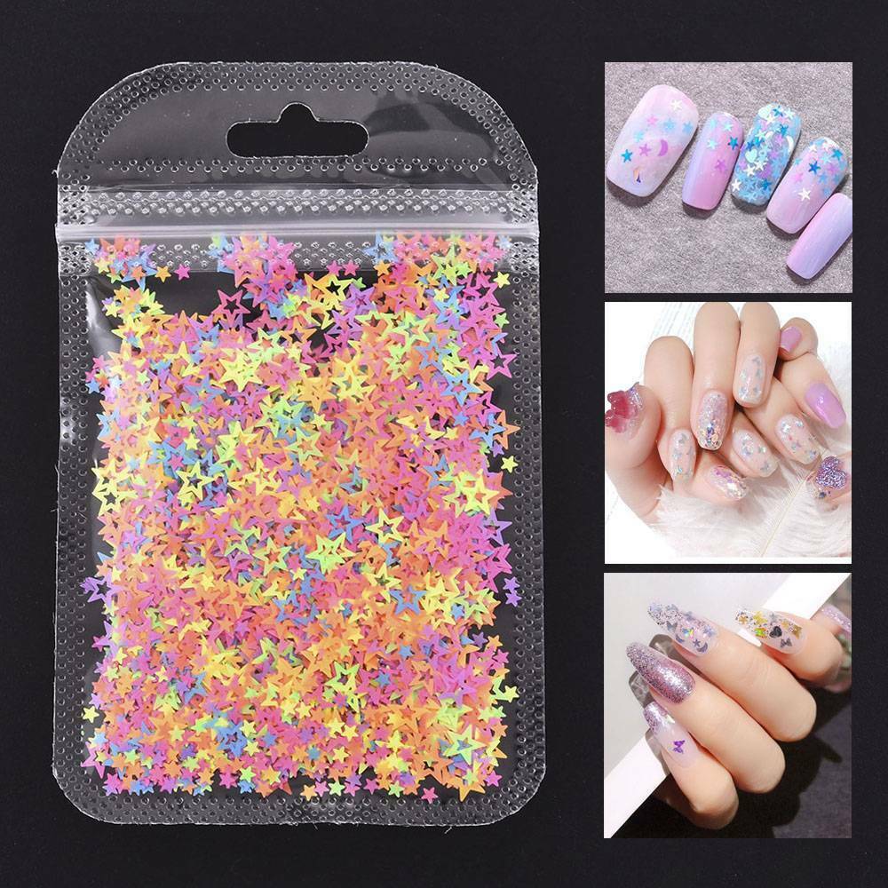 Neon Glitter Star Shape Nail Art Festival Summer Face Hair Body Makeup