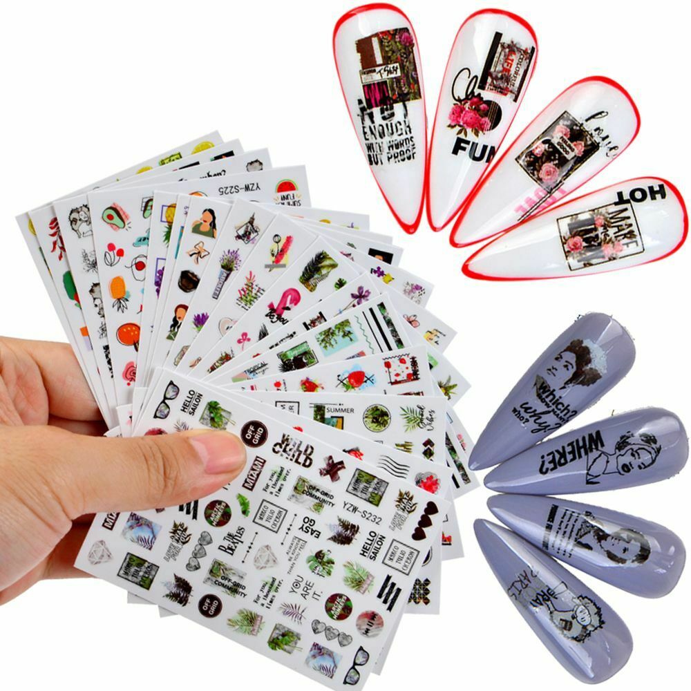 Orange Banana Leaf Adhesive Decals Nail Stickers Summer Fruit Manicure Decor