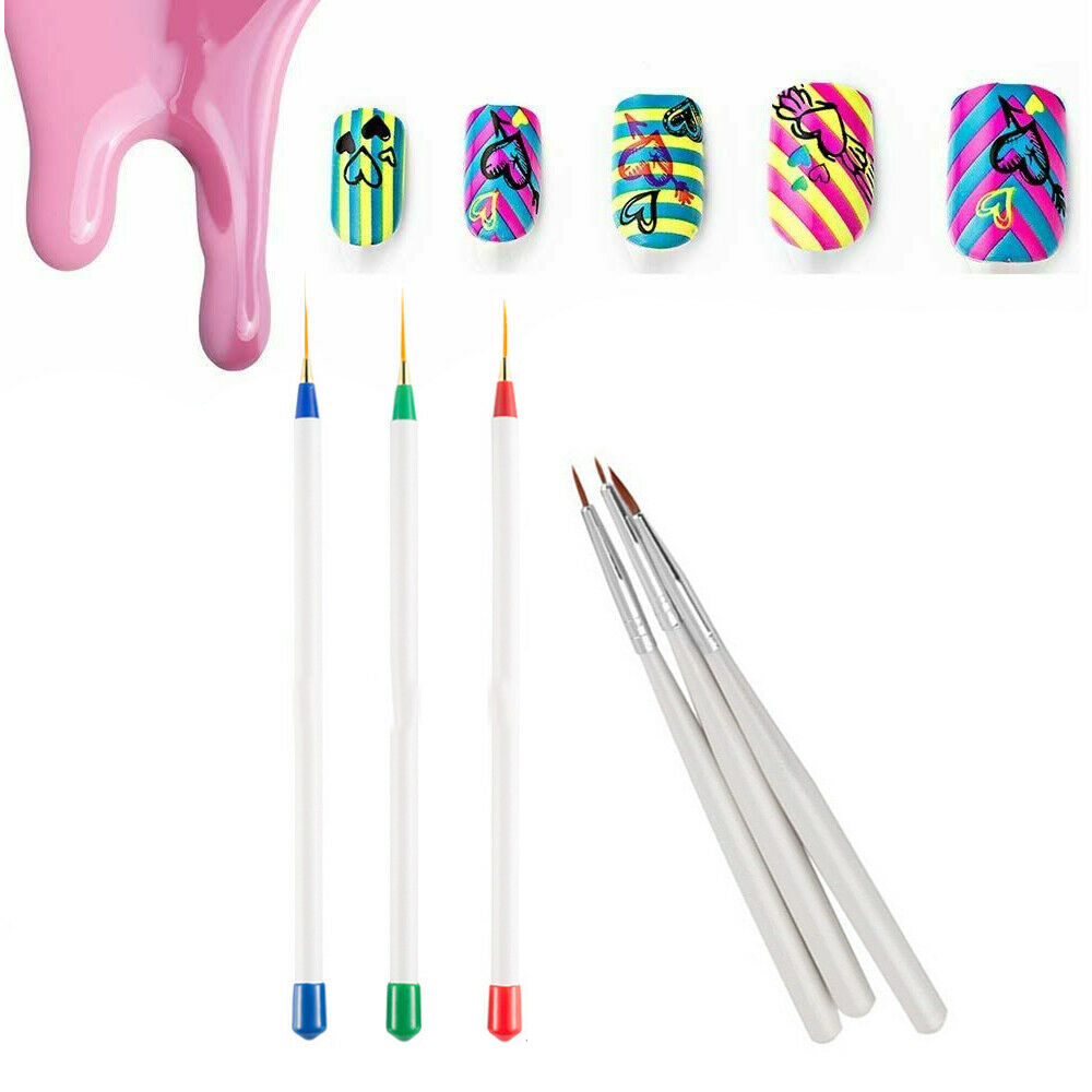 6Pcs Set Acrylic French Nail Art Pen Brush Painting Drawing Liner Manicure Tools