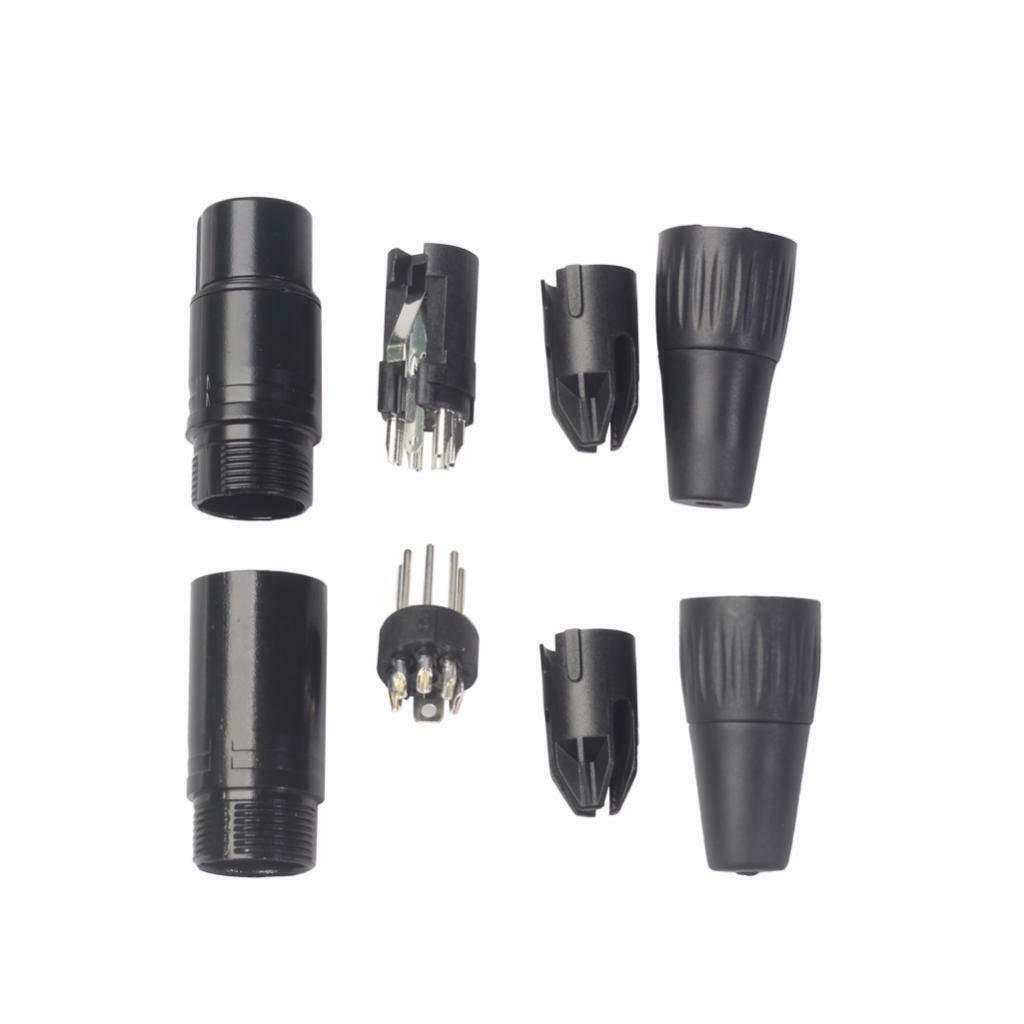 2Pcs Black 5 Pins Audio Video RCA Adapter Plug Microphone Audio Connector