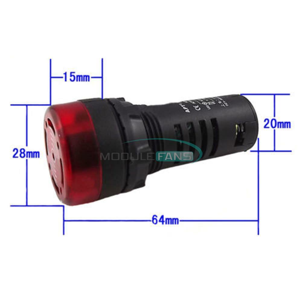 2PCS 12V 22mm AD16-22SM Red LED Flash Alarm Indicator Light Lamp with Buzze