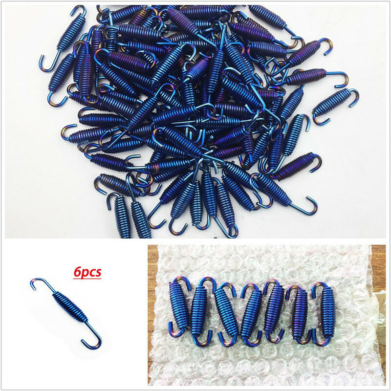6pcs Blue Motorcycle Exhaust Pipe Muffler Springs Hooks Motorcycle Accessories