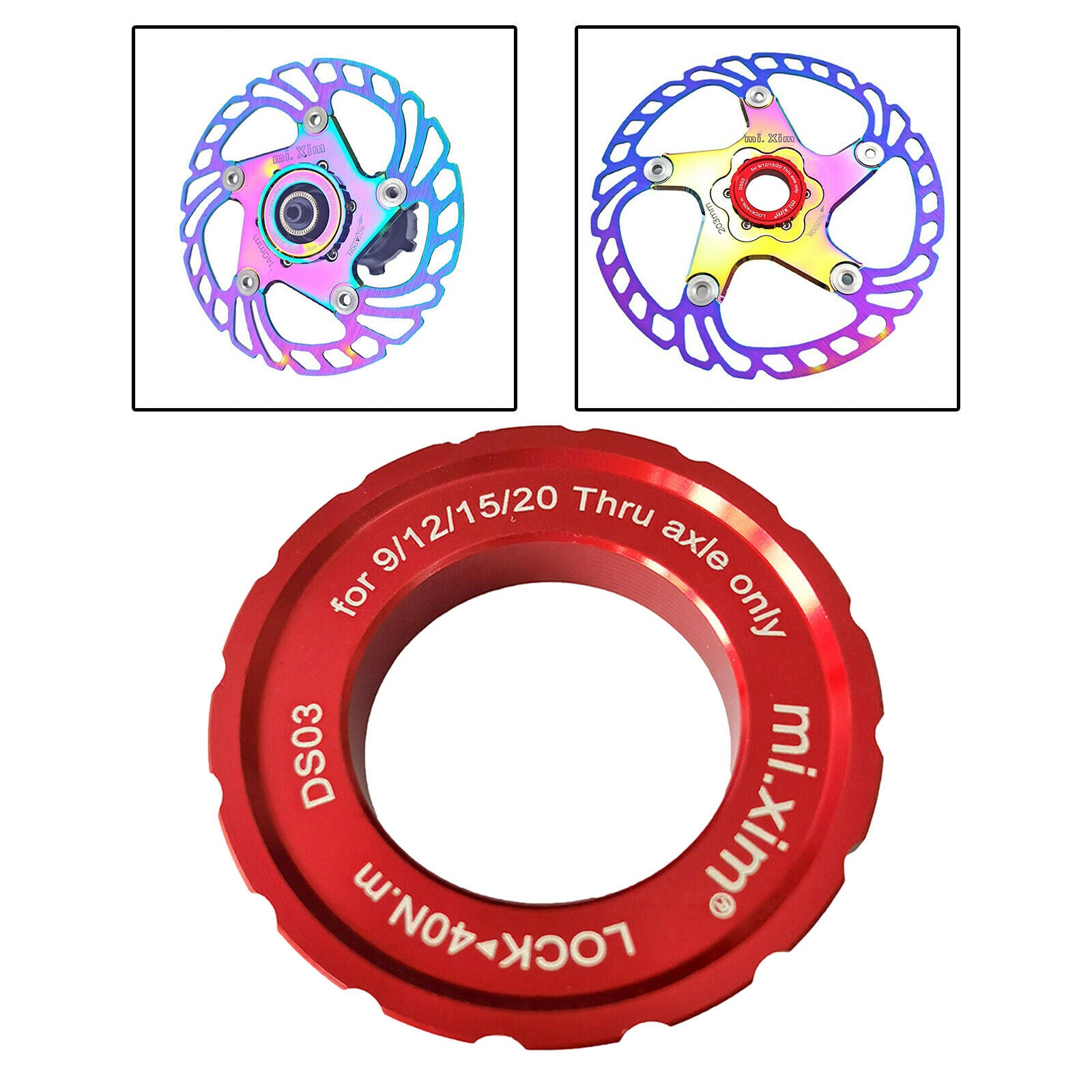 Bike Disc Brake Centerlock Disc to 6-Bolt Lockring Alloy Red