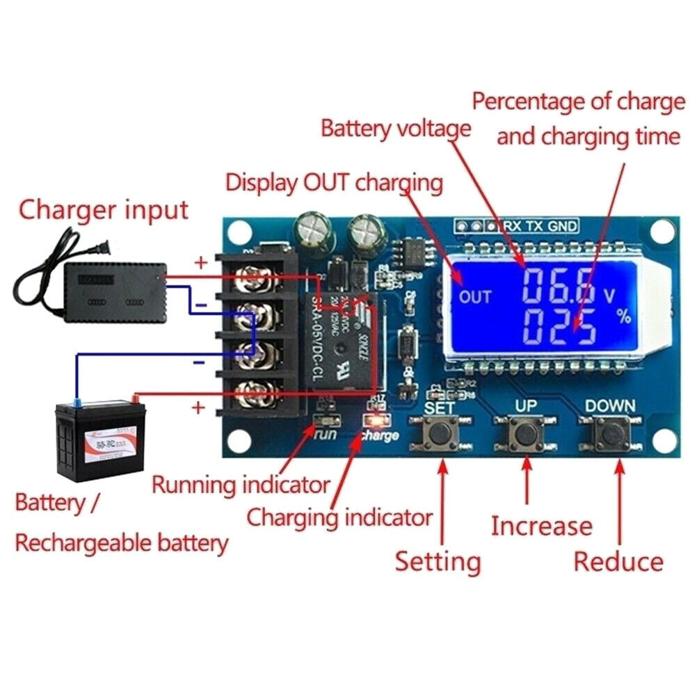 XY-L10A lithium battery charge controller protection board 6-60V LCD displRC Pb