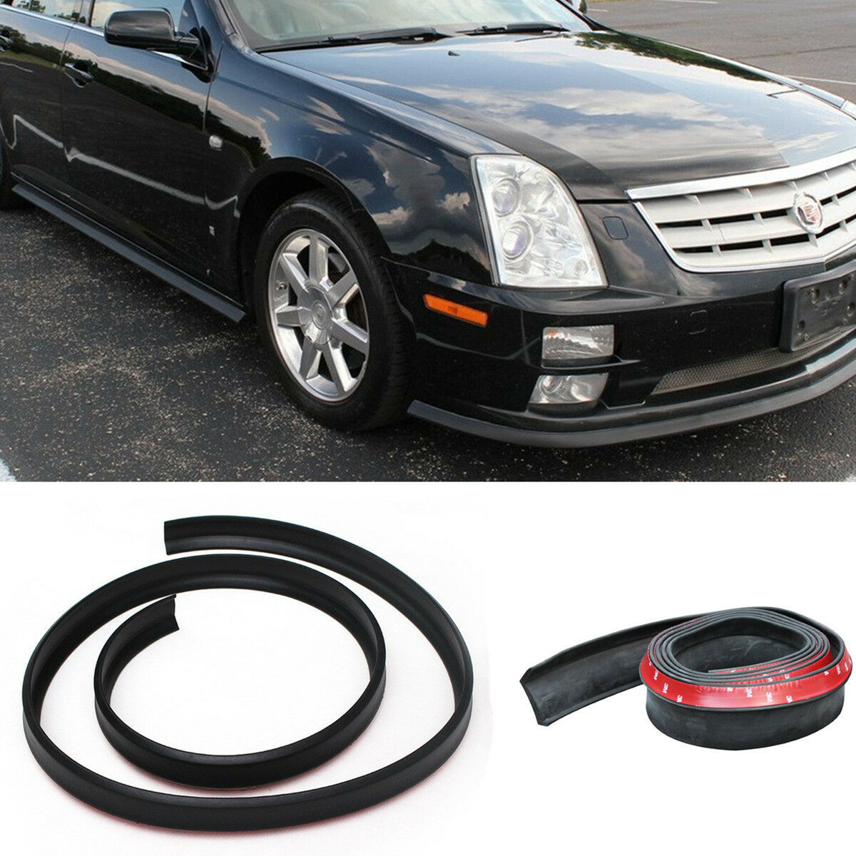 Black Rubber Car Front Bumper Protector Splitter Body Spoiler Skirt Lip Valance