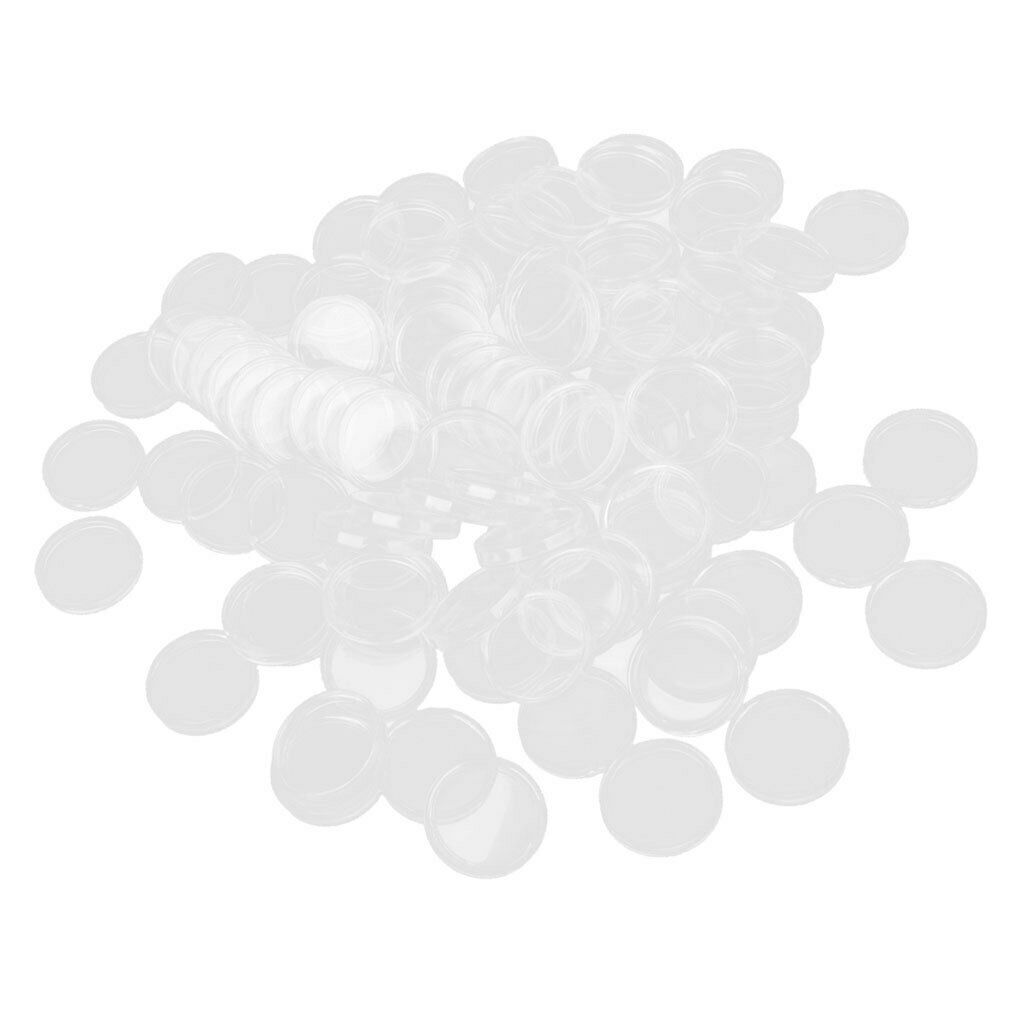 400 Pieces Clear Plastic Round Coin Storage Capsules Case Storage Boxes 24mm