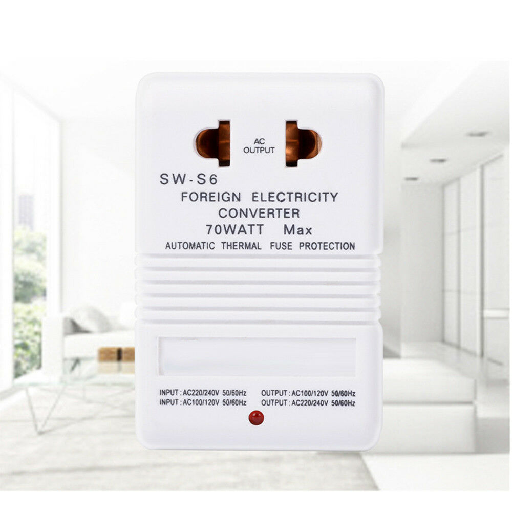 White 110V to 220V Step-Up & Down Voltage Converter 70W Watt Transformer Travel