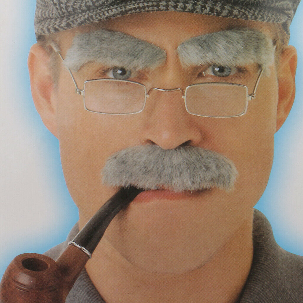 Senior Man Eyebrow Mustache Set in Costume Party Accessory