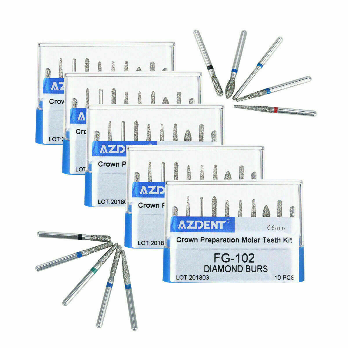 50Box Dental Diamond Burs FG-102 Turbine Crown Preparation Posterior AZDENT