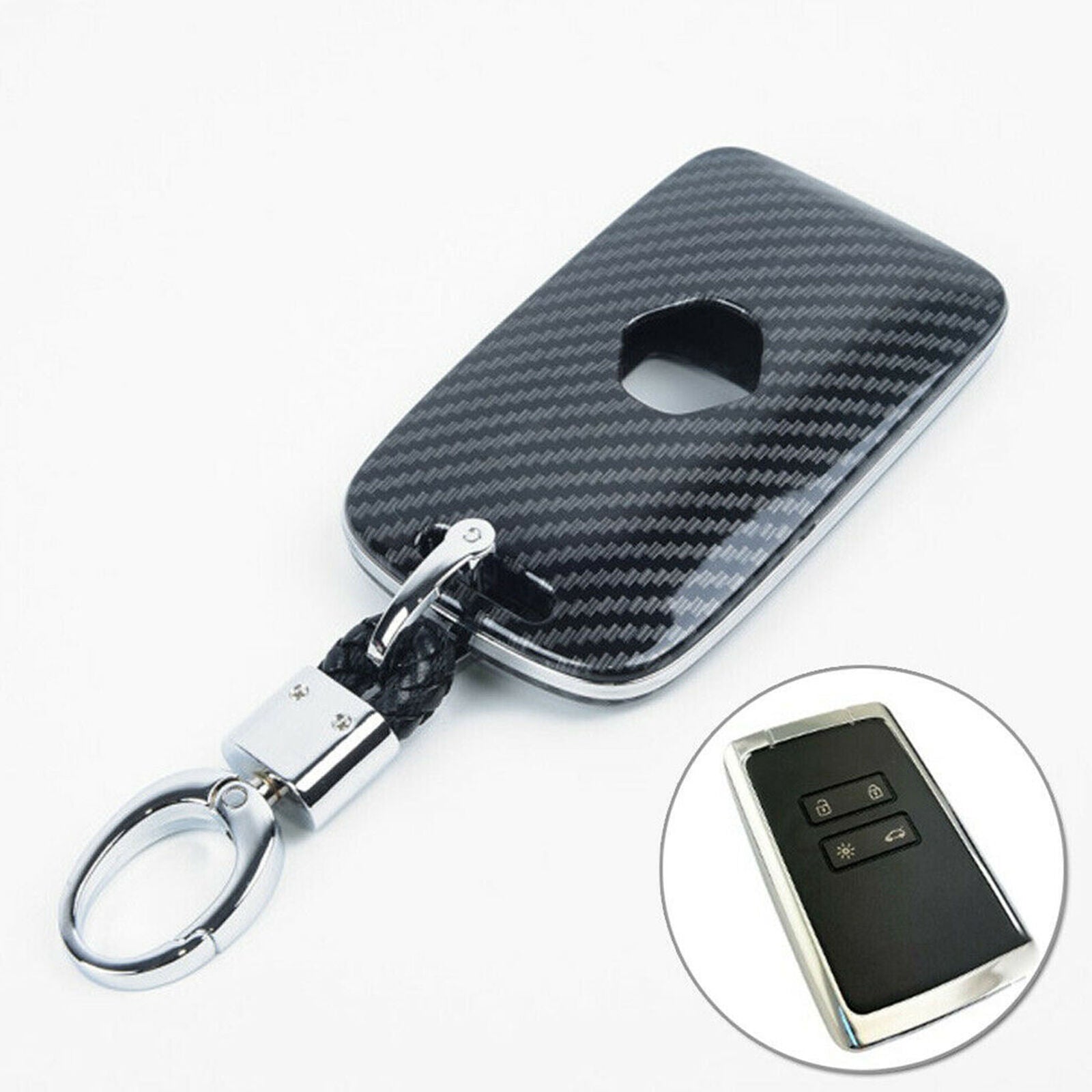 For Renault Kadjar Megane Koleos Carbon Fiber Car Key Cover Fob Case Accessories