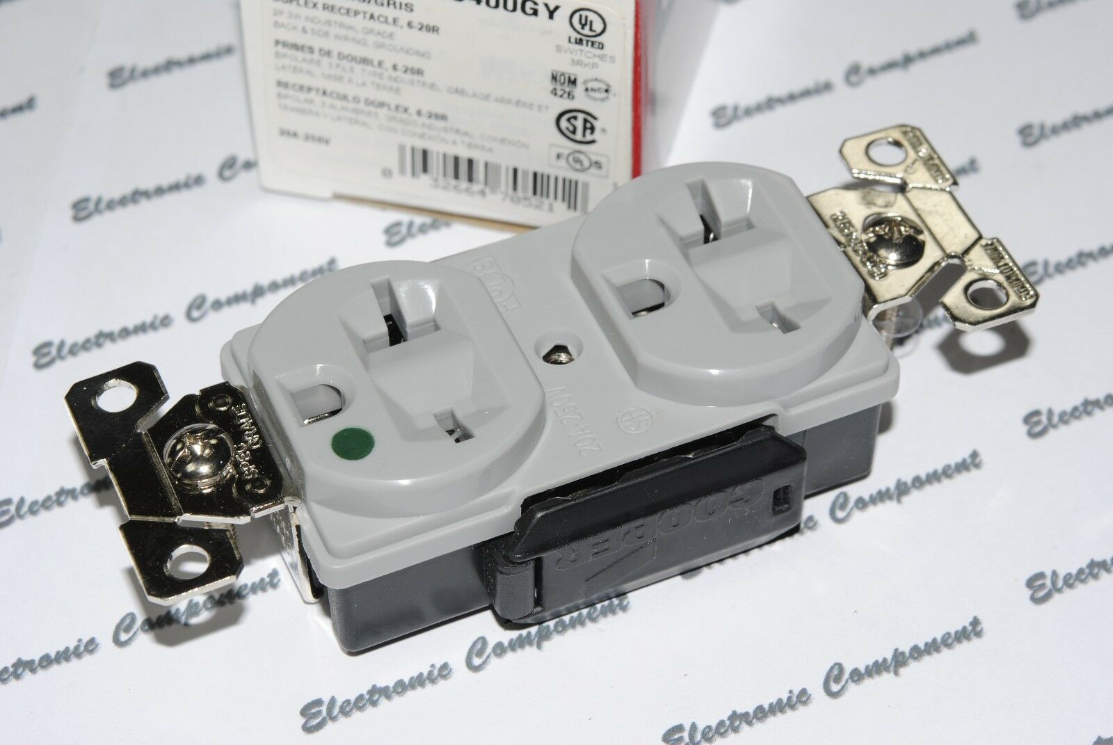 1pcs-COOPER WIRING AH8400GY Premium Hosptial Duplex Receptacle 20A-250V 6-20