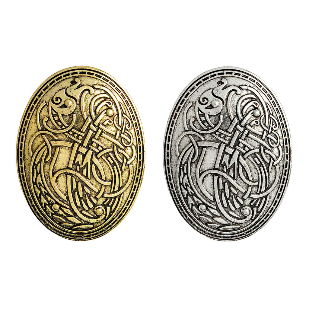 2Pack Norse Medieval Viking Shield Symbol Brooch Oval Shawl Sweater Pin