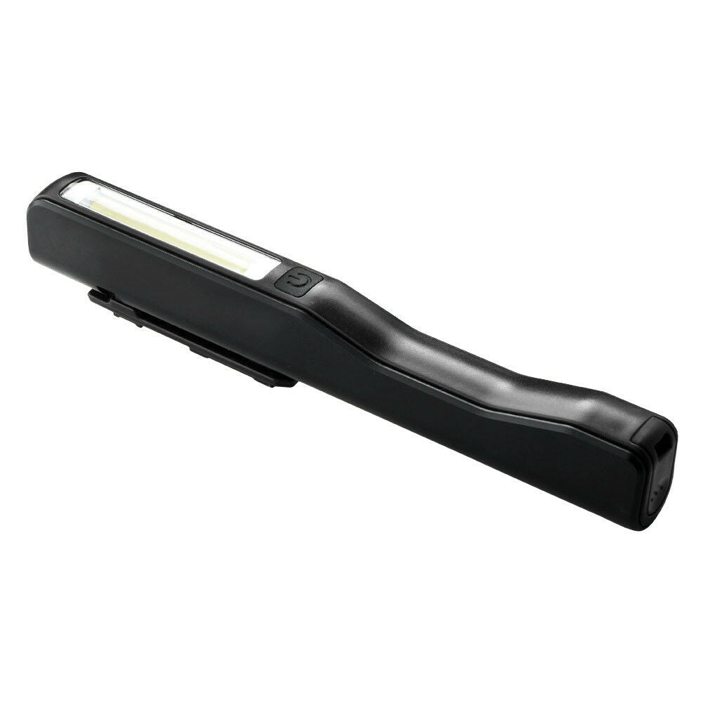 Portable COB LED Rechargeable Magnetic Pen Clip Hand Torch Work Light Black