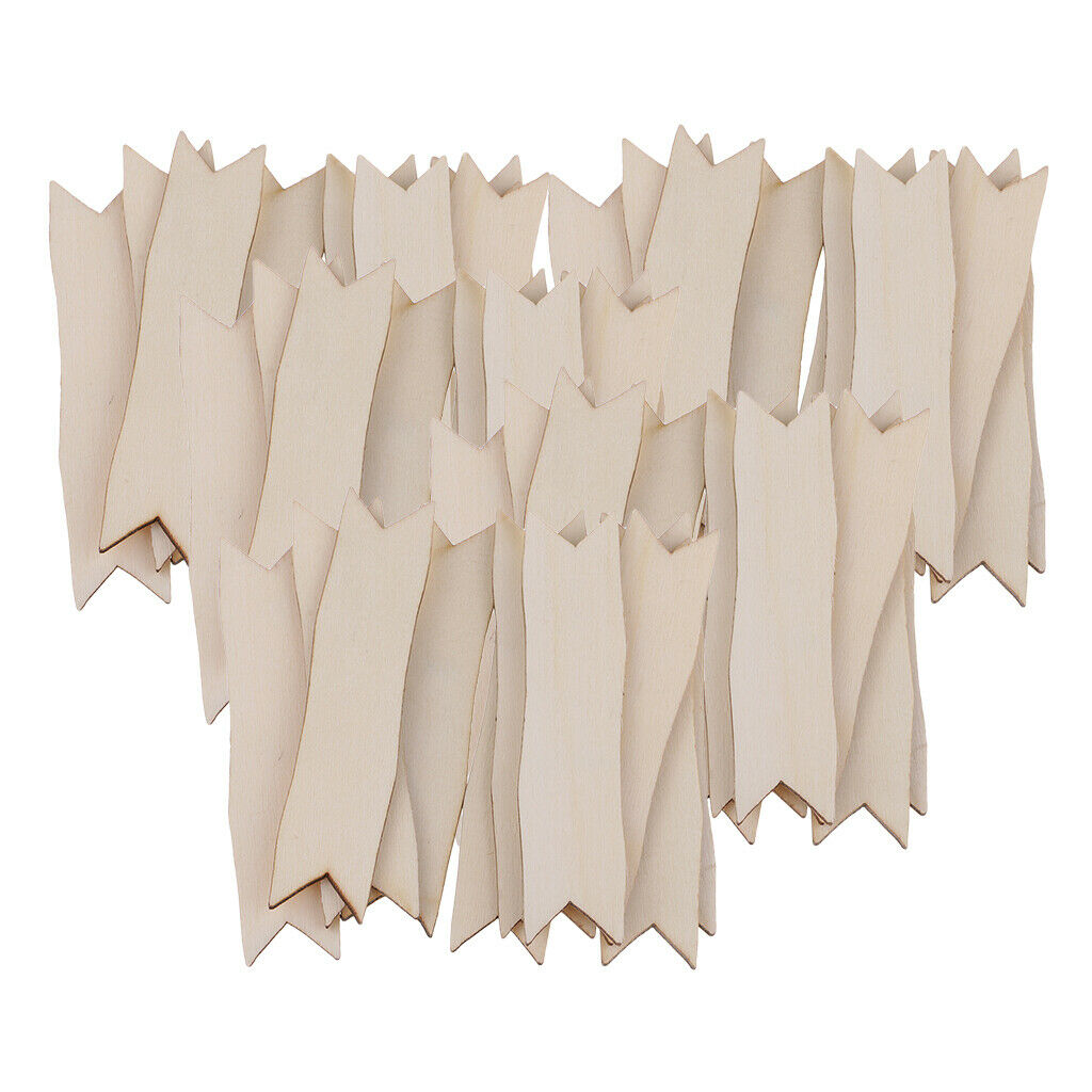 50Pcs Natural MDF Cut Arrow Shapes Blanks Signs Wooden Embellishments Crafts