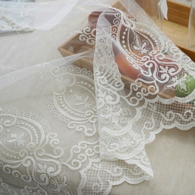 Baroque Embroidery Curtains Fabric Pelmets Lace Tulle Voile Panel Drape Divider