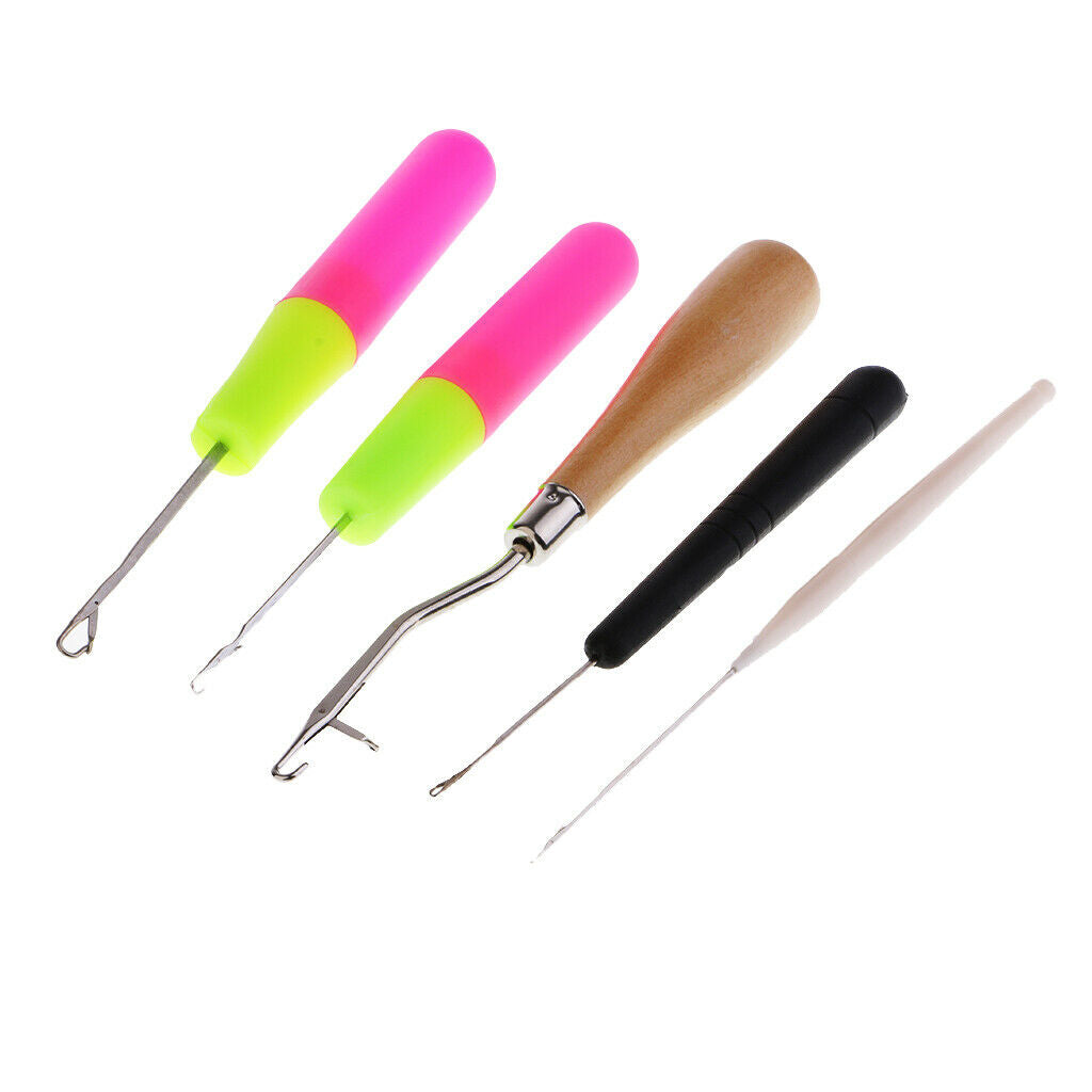 5x Latch Hook Crochet Needle Set Hair/Micro Braid Hair Extension Rug Making