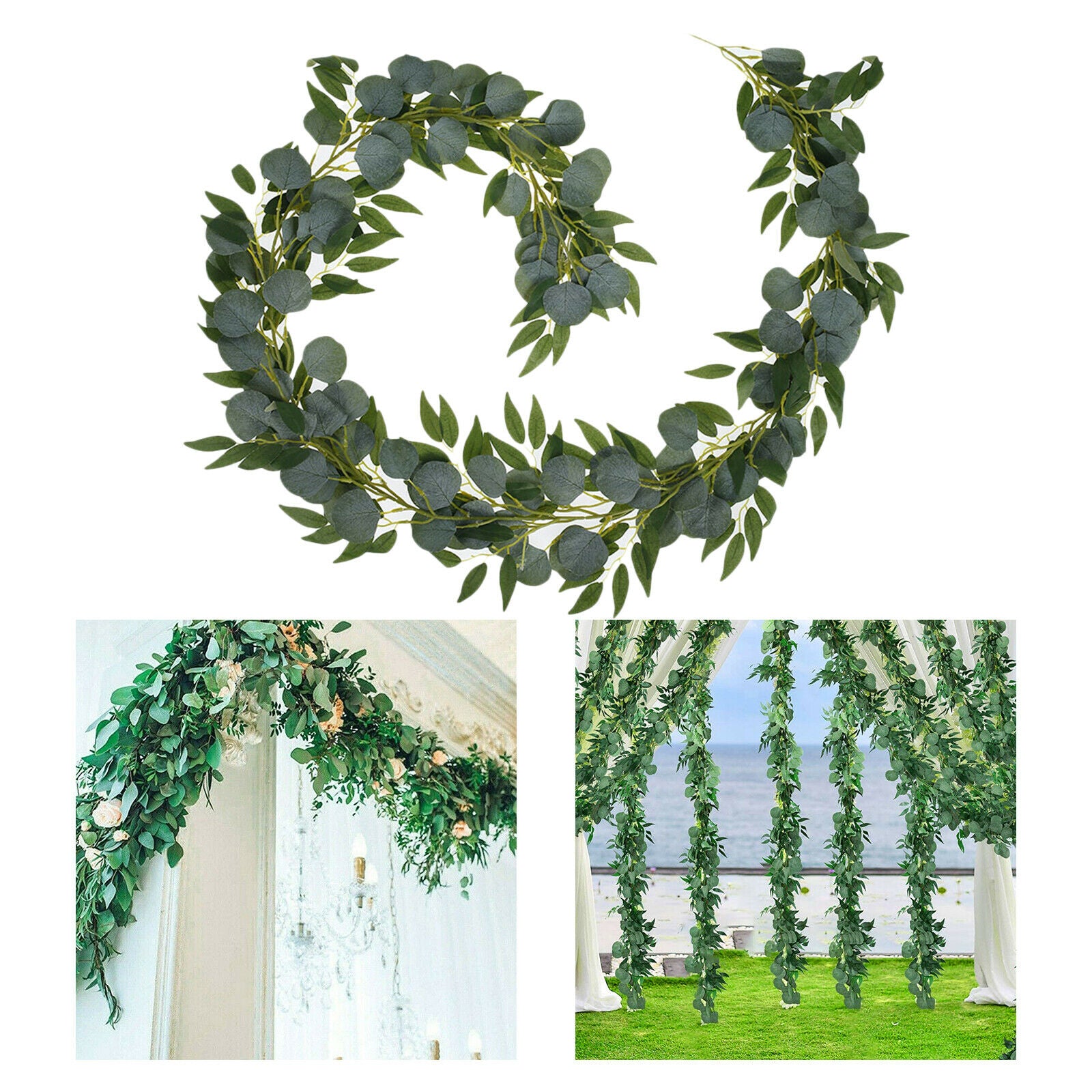 Faux Silk Eucalyptus Garland Vines Plant String Holiday Party Wall Decor