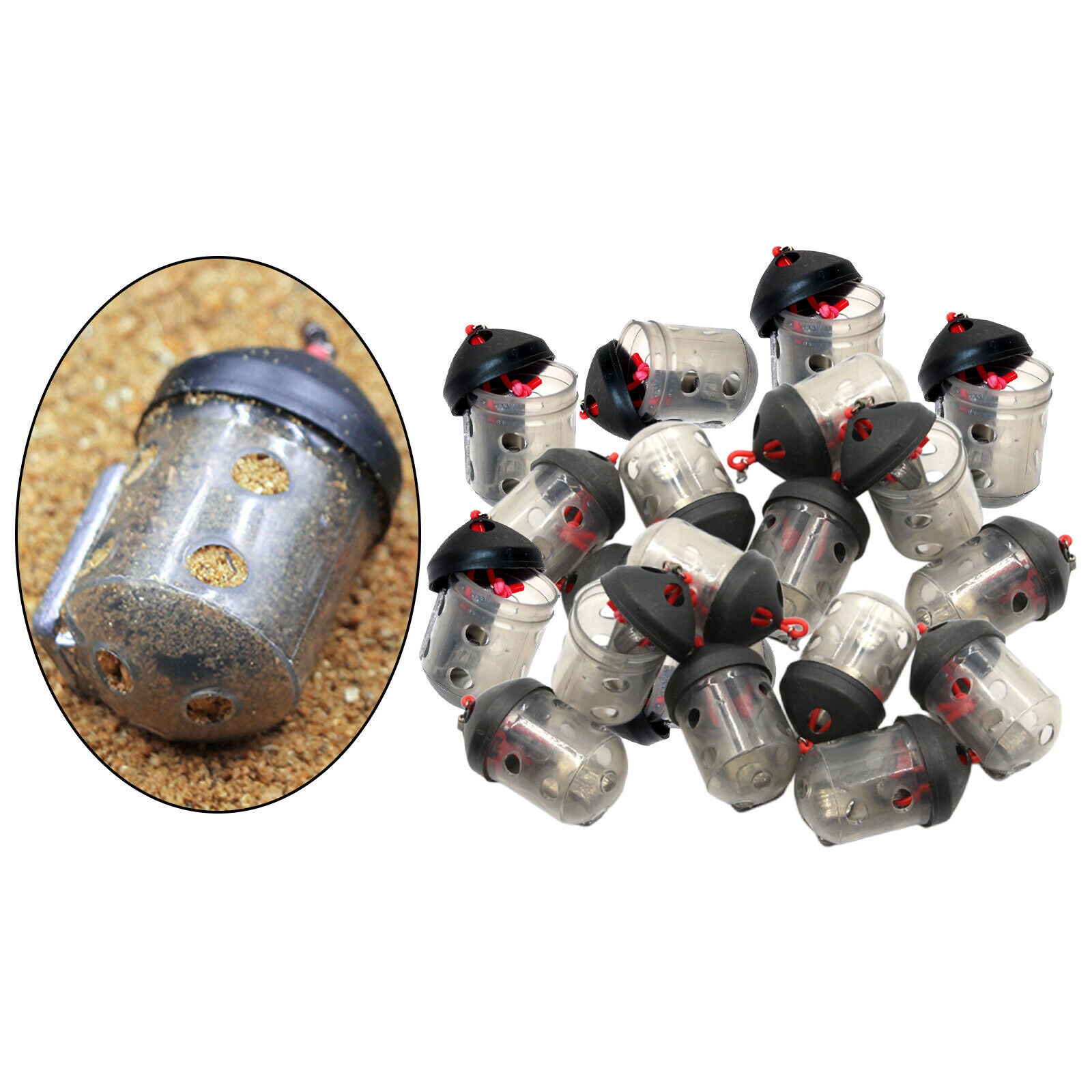 20Pieces Fishing Bait Feeder Holder Pellet Lure Cage Thrower Lead Flyfish Sinker