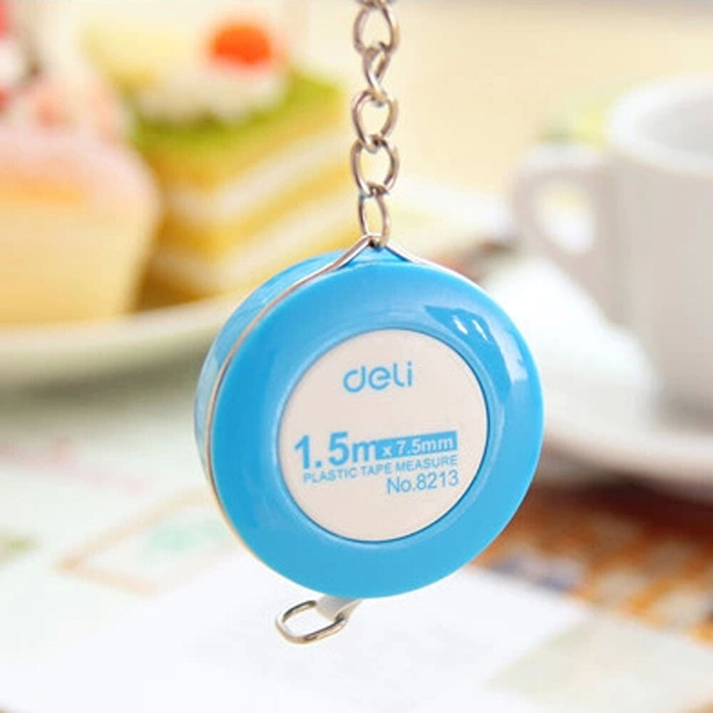 12pcs Deli Stationery Key Chain Measure 1.5mx7.5mm Plastic Tape Measure No.8213