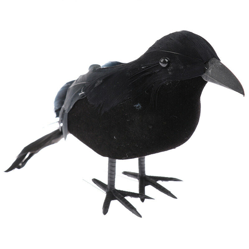 Halloween Black Crow Props Realistic Raven Spooky Feathered Crows House D.l8