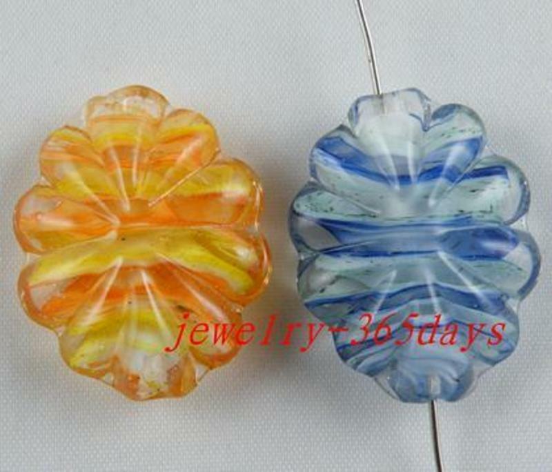 20pcs Glass Beautiful Flower Spacers 30x25x10mm P432
