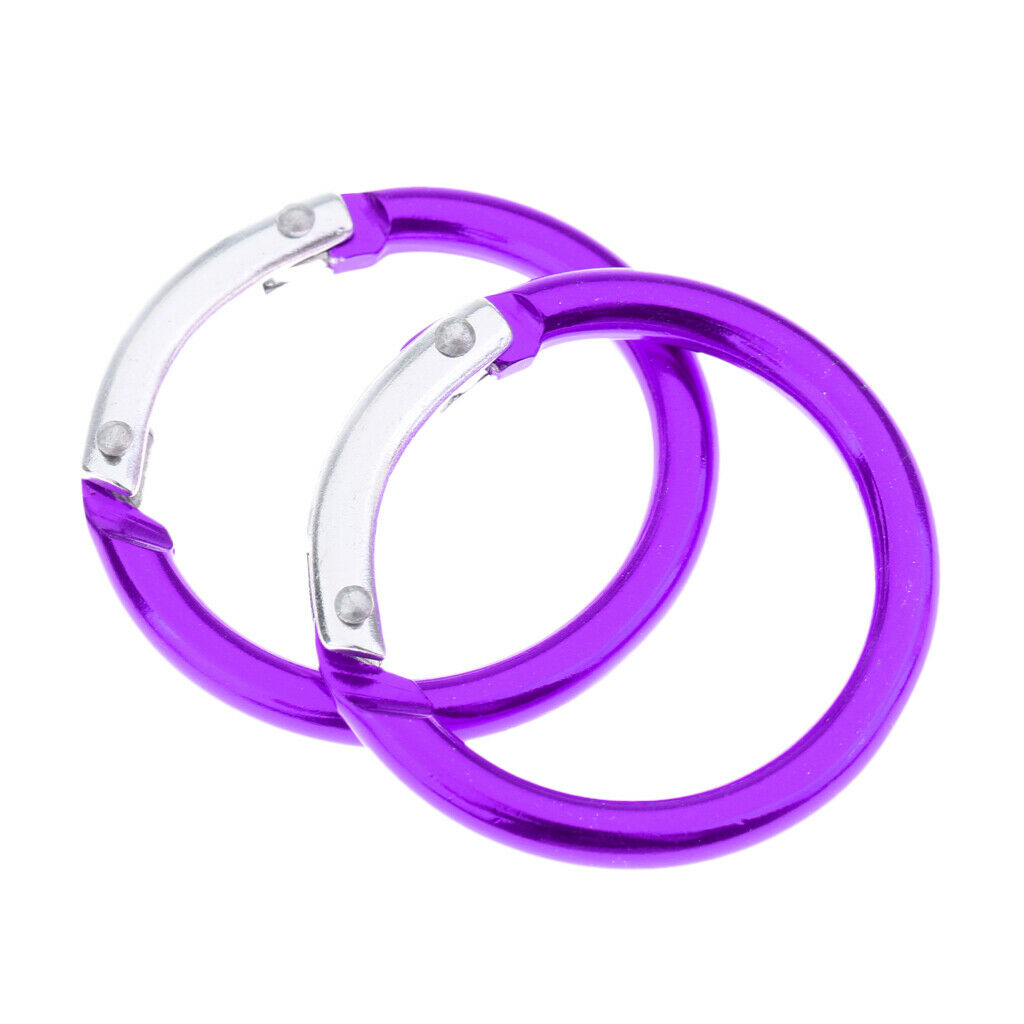 6x Circle Round Carabiner Camp Spring Snap Clip Hook Keychain Camping Purple