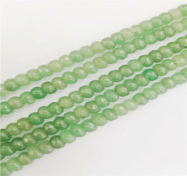 1 Strand 6x4mm Natural Green Aventurine Faceted Rondelle Spacer Beads 15" HH9294