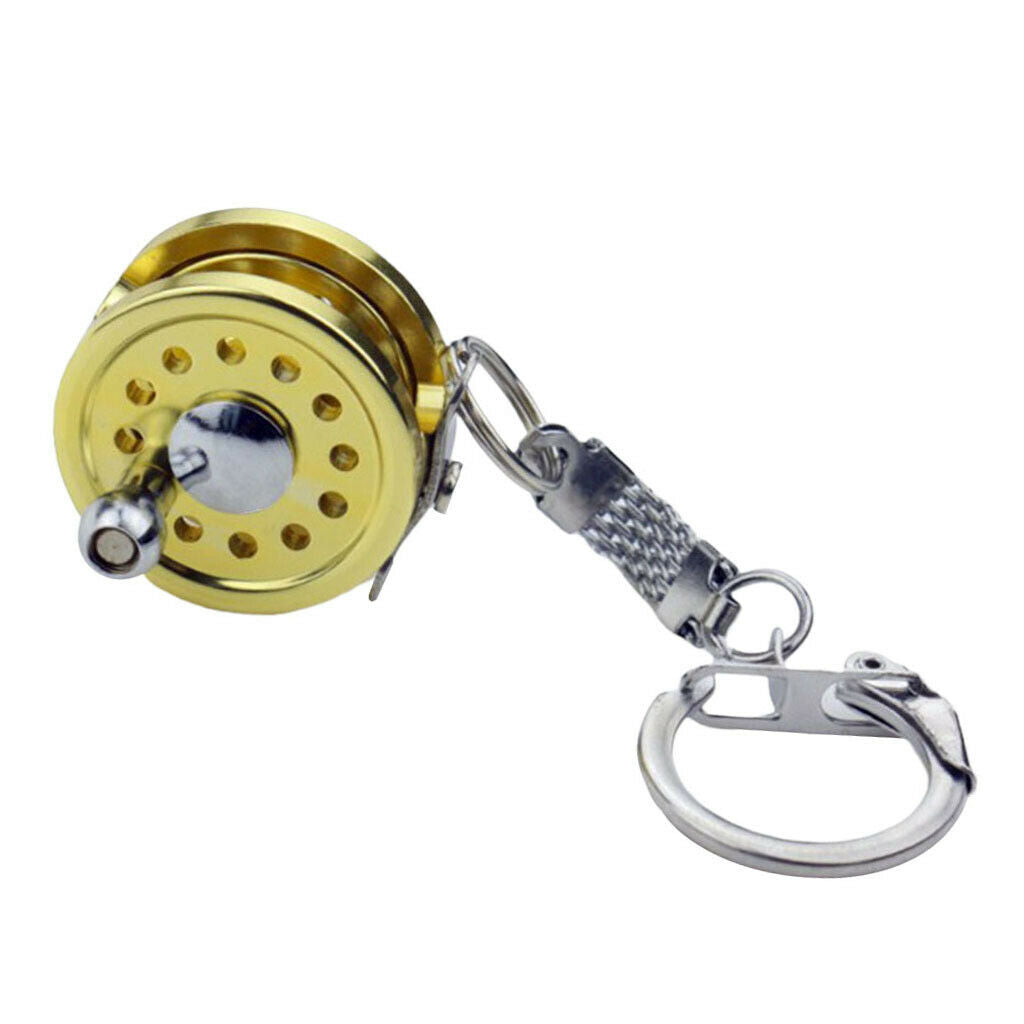 Cool Novelty Mini Aluminum Fly Fishing Reel Key Chain Fish Wheel Keychain