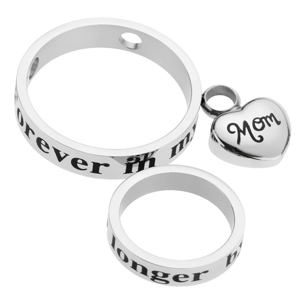 Forever in My Heart Stainless Steel Urn Pendant Double Loop Urn Mom
