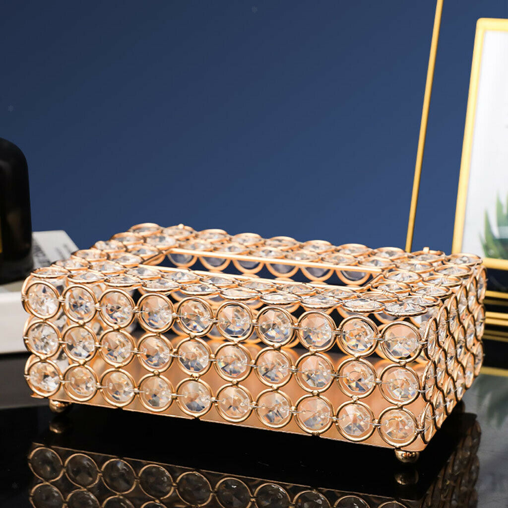 Crystal Tissue Box Cover Rectangle Decorative Napkin Toilet Paper Case