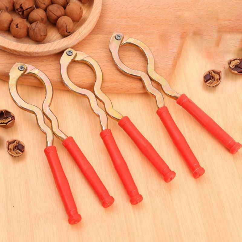 Metal Walnut Cracker Tool Non-Slip Plastic Handle Nutcracker Nut Shell Opener