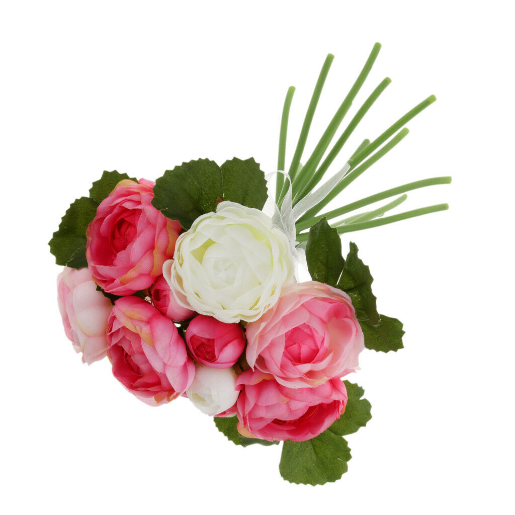 Artificial 13-Head Jasmine Silk Flowers Wedding Photography Craft Rose Red
