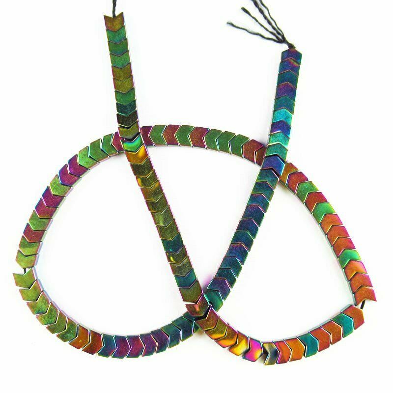 One Strand Rainbow Hematite Arrow Pendant Loose Bead 15.5 inch 6x5x2mm A-373TS