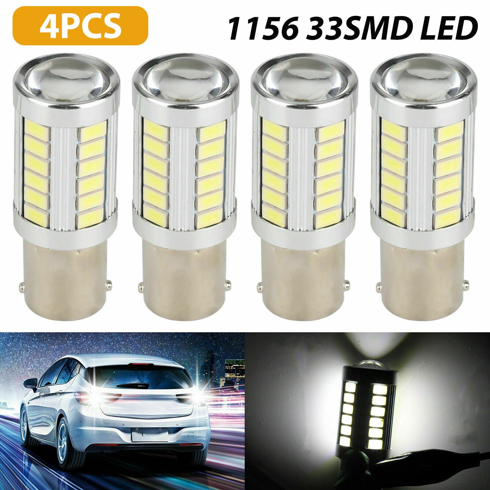 4x Super White 1156 33-SMD 6000K LED Interior Light Camper Trailer RV Bulbs 12V