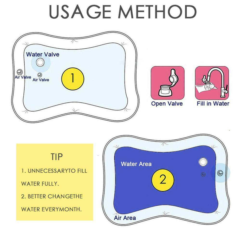 Baby Kids Inflatable Water Play Mat Patted Pad Cushion Tummy Time Playmats @