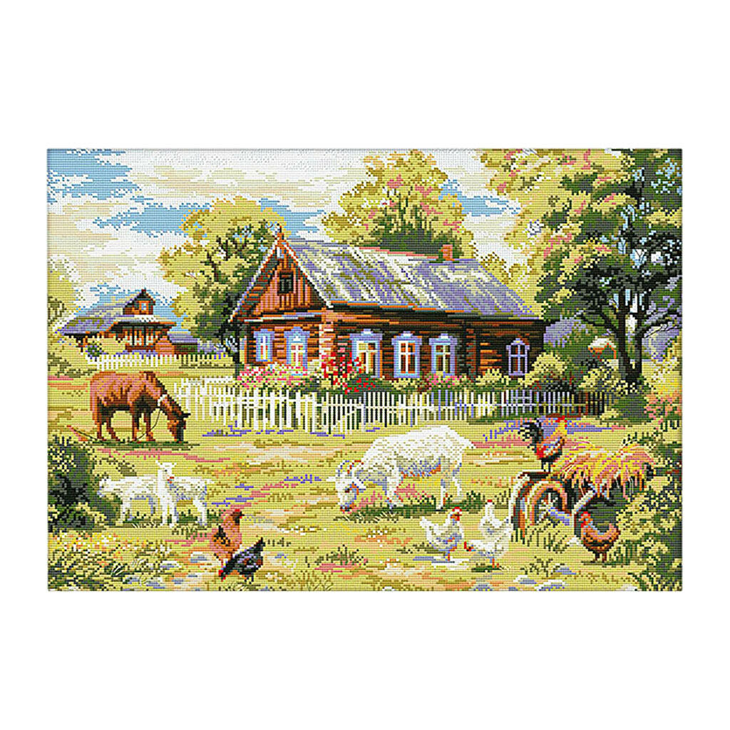 Farm Goat Cottage Stamped Cross Stitch Kits Advanced Patterns Beginner Kids