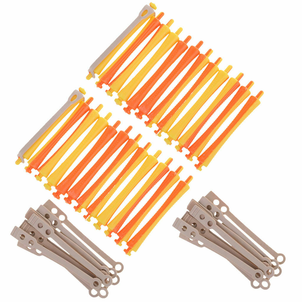 24Pcs Plastic Hairdressing Perm Curling Rods No Heat DIY Curlers Rollers