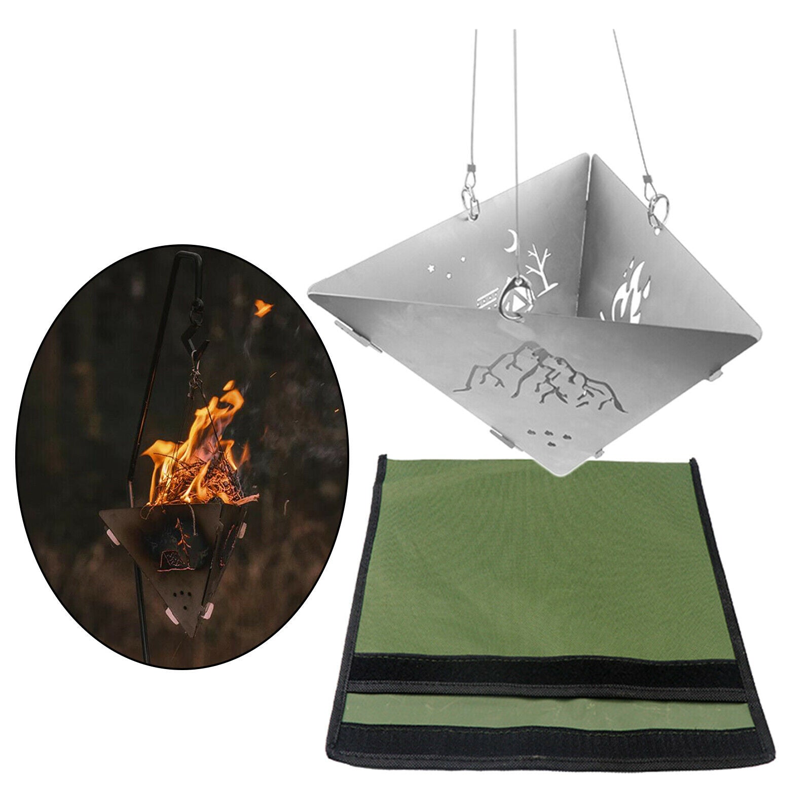 Outdoor Stainless Steel Wood Burning Camping Stove Campfire Pit Wood Stove