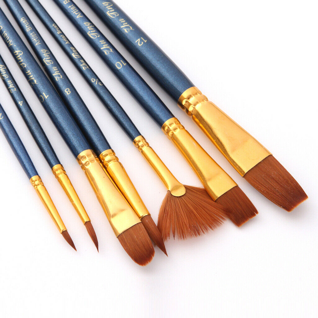 7 Fine Brush Set Artist Brushes Painting Brushes Flat Brushes Oil Painting