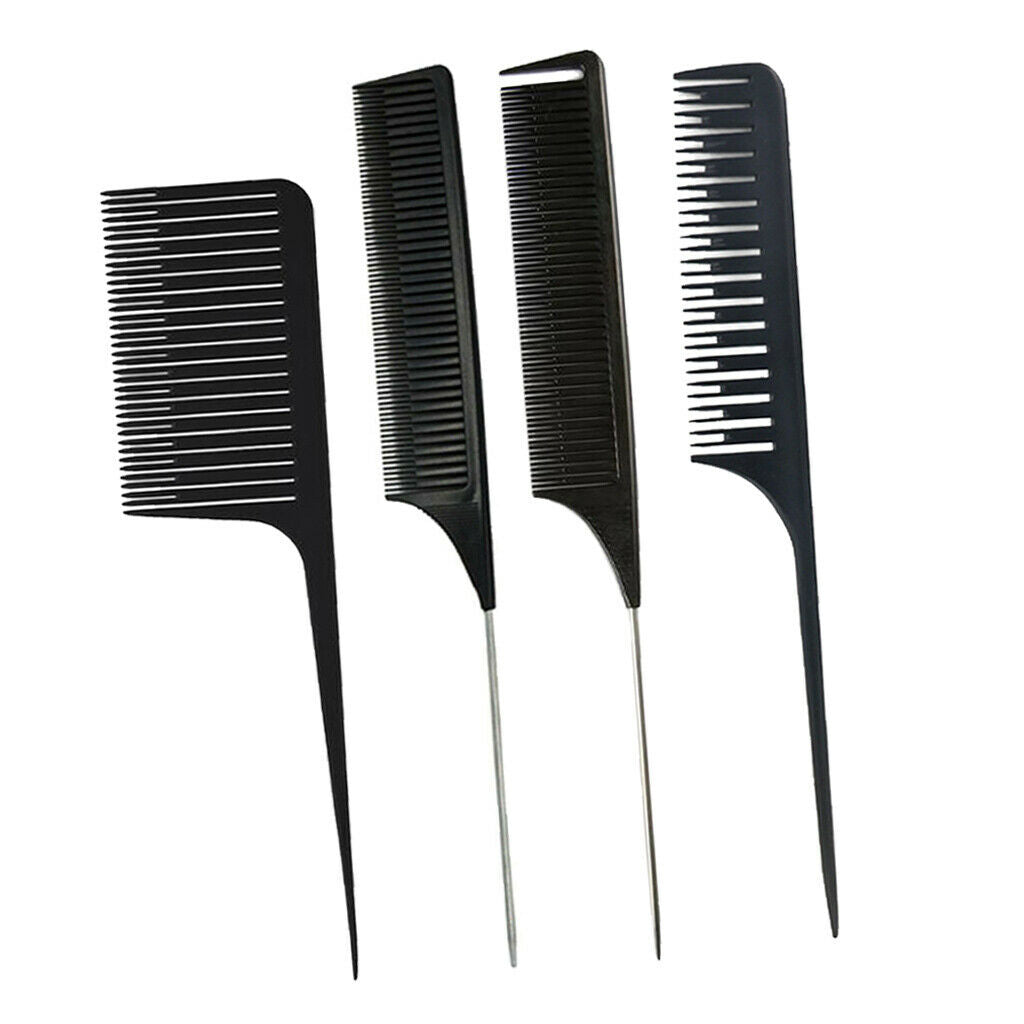 4Pcs ABS Weaving Highlighting Foiling Hair Comb Styling Tail Combs Black