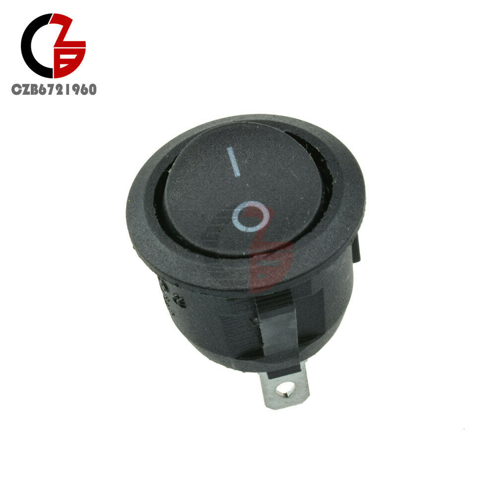20Pcs Mini Black Round 3 Pin SPDT ON-OFF Rocker Switch Snap-in 6A/10A 250V/125V