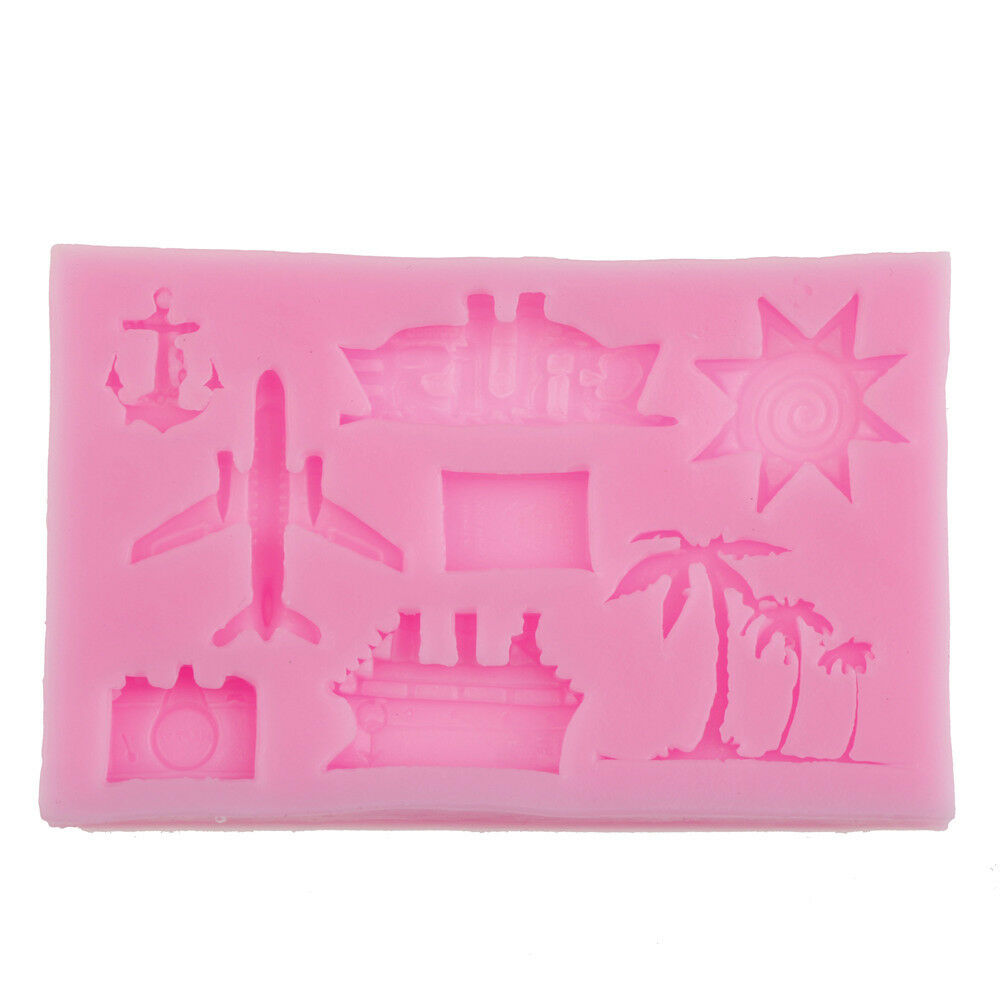 aeroplane palm tree silicone mold fondant mould cake decorating tools H.l8