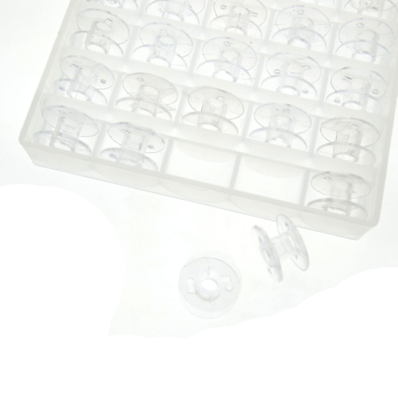 Plastic Sewing Machine Bobbin Case Spools Bobbin Box 25 Metal Empty Bobbins