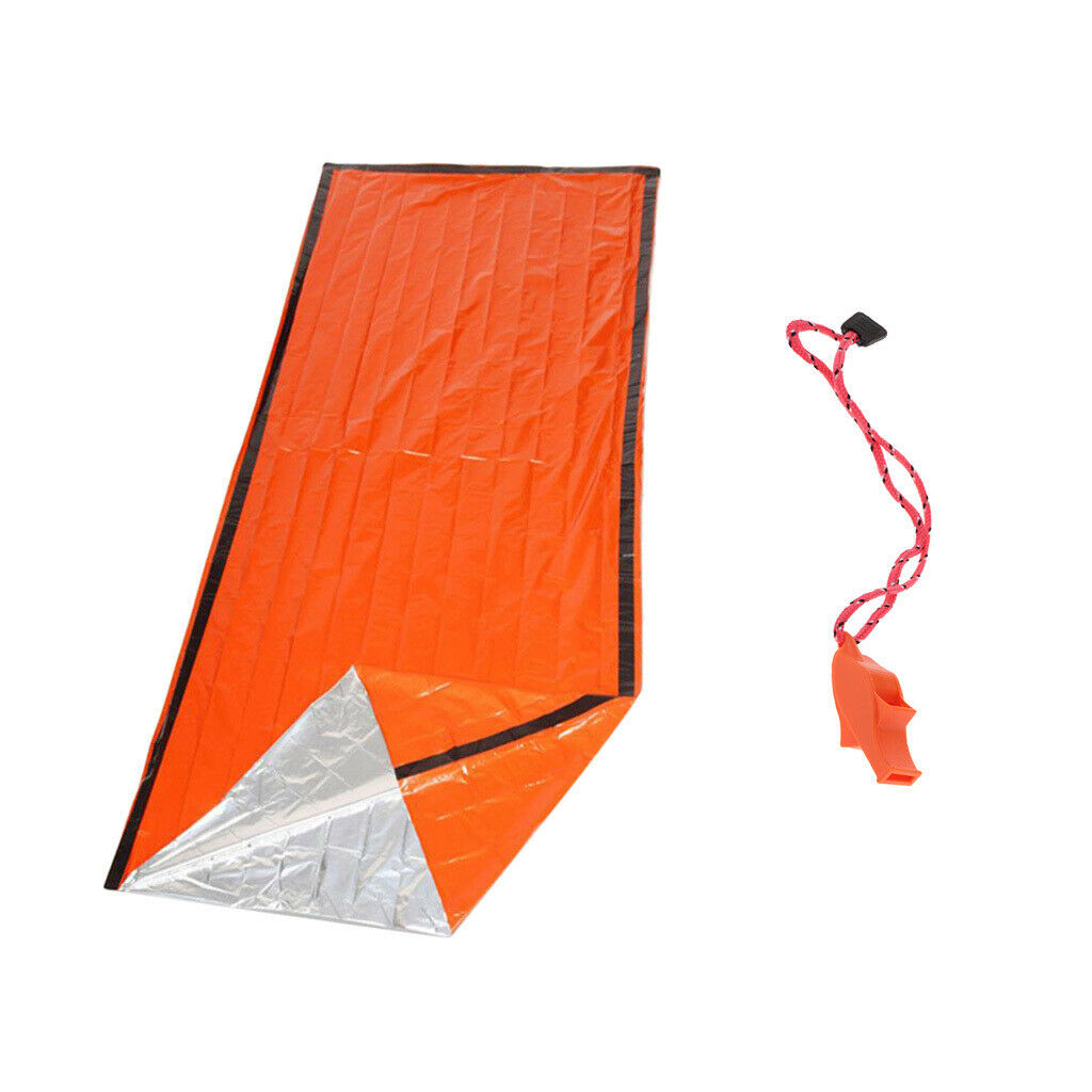 Emergency Sleeping Bag Outdoor Survival Whistle Blanket Hiking Shelter Sack