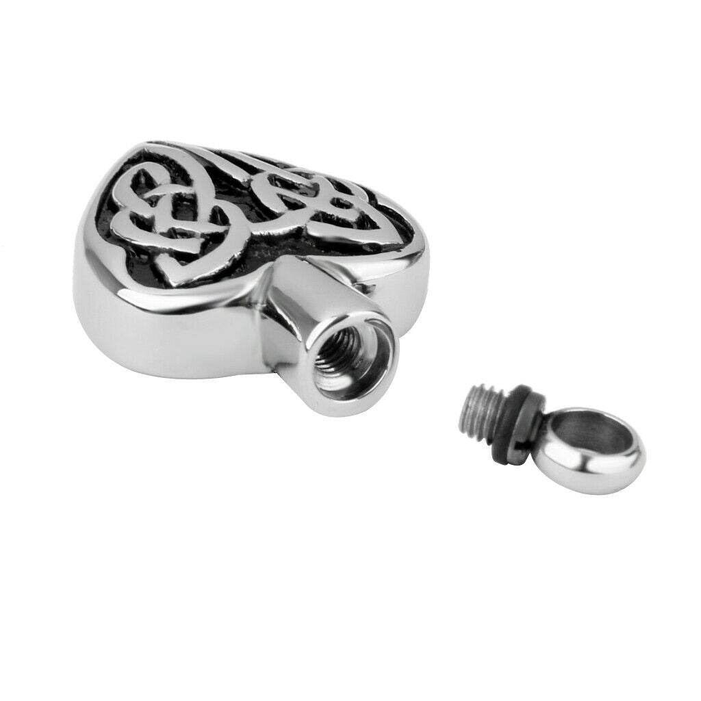 Stainless Heart Celtic Wings Cremation Keepsake Memorial Ash Urn Pendant