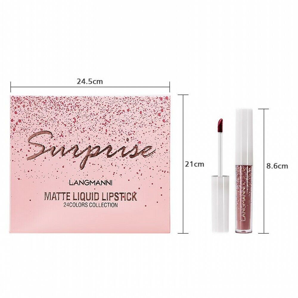 Matte Waterproof Non-stick Cup Long Lasting Lip Gloss Gift Set 24 Lip Gloss Set