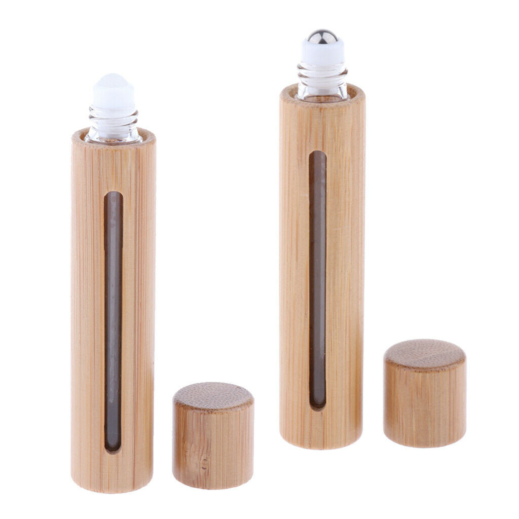 1Pcs 10ml Bamboo Roller Bottles Roll On Bottles Case Holder Aroma Container