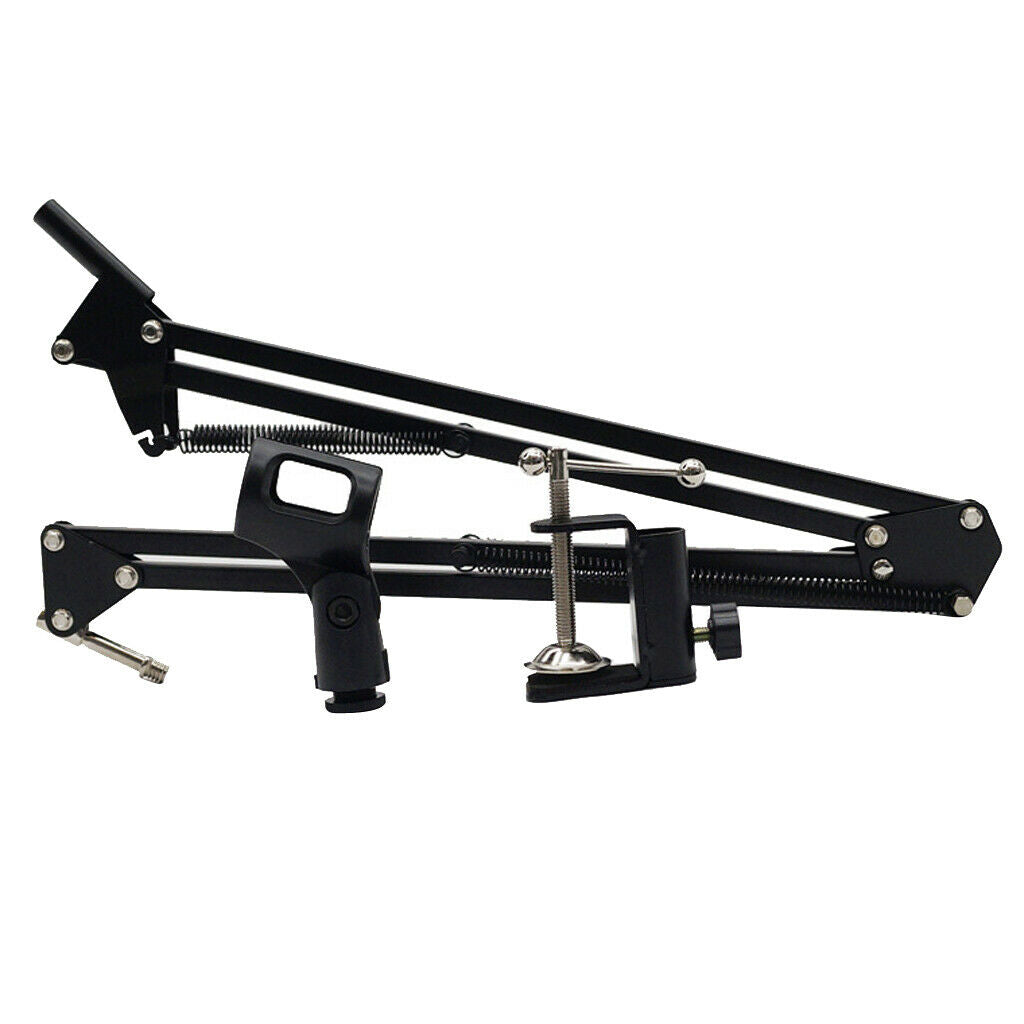 Condenser Microphone Suspension Boom Scissor Arm Stand Set (Black)