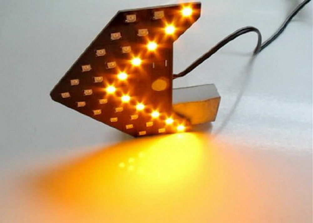 2Pcs Yellow 33-SMD Sequential LED Arrows for Car Side Mirror Turn Signal Lights