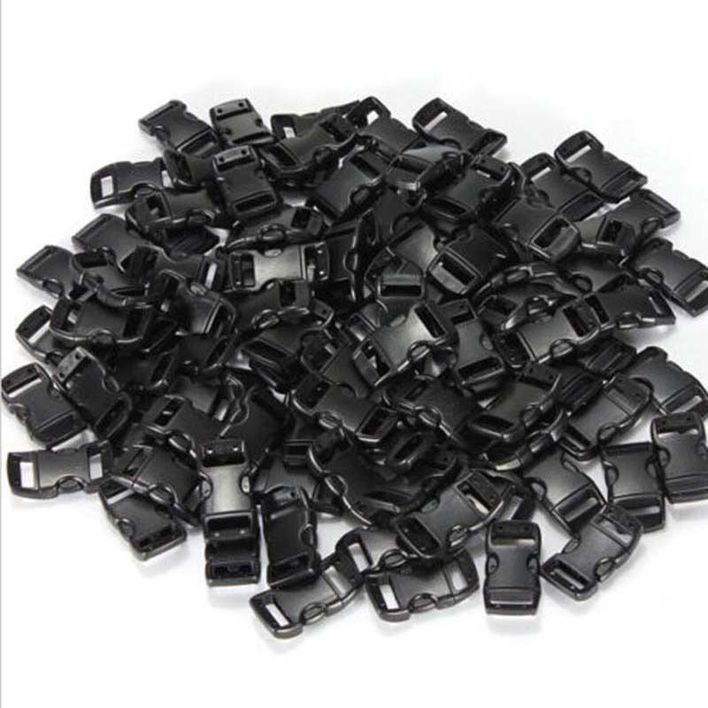 New 100pcs 3/8" Paracord Bracelet PLASTIC BUCKLE Paracord BUCKLE black